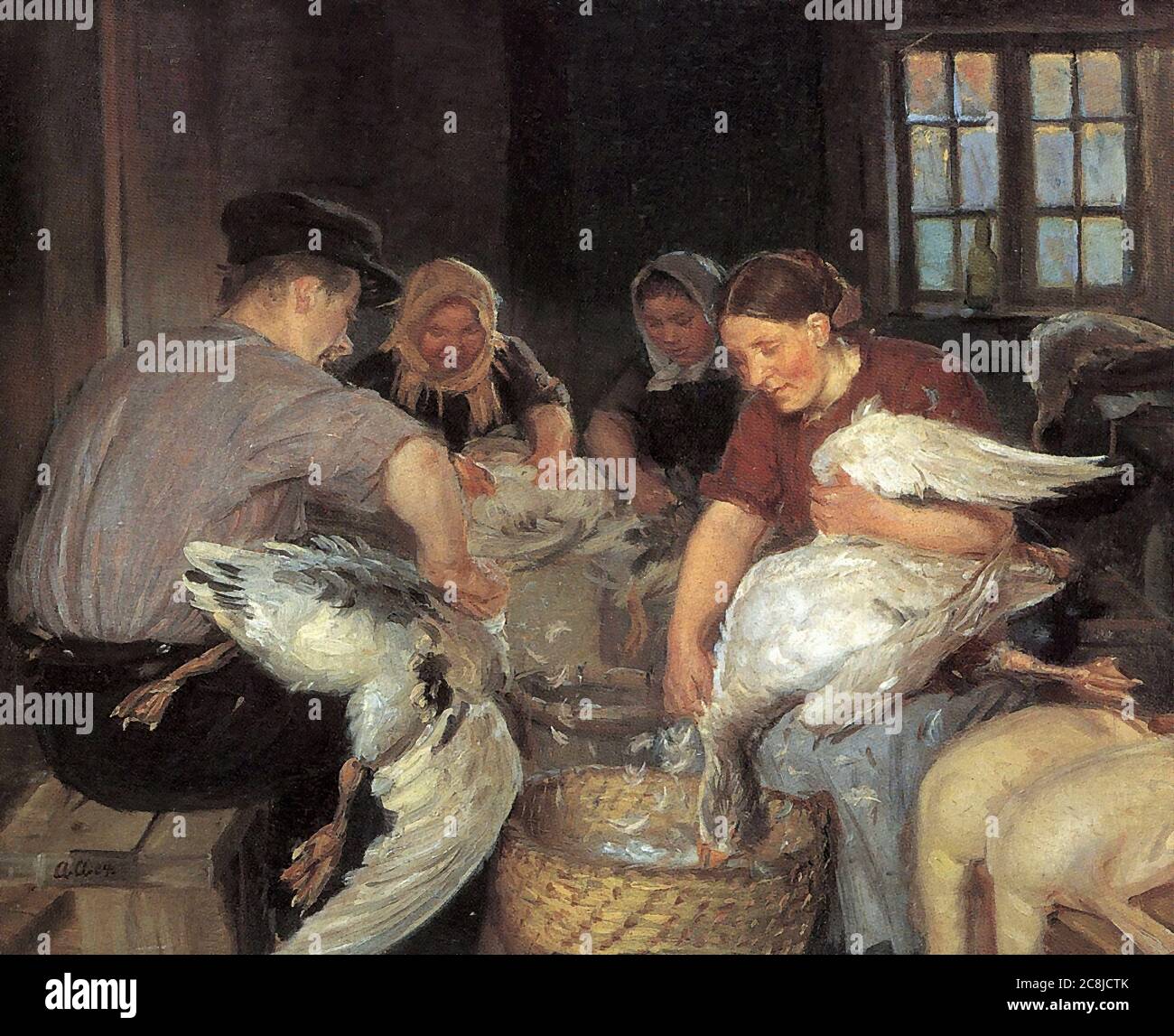 Ancher Anna - Rupfen Der WeihnachtsgÃ¤nse - Danish School - 19th and Early 20th Century Stock Photo
