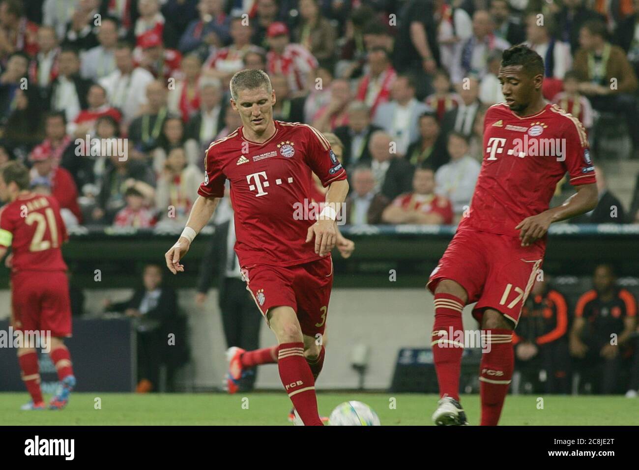 Bastian Schweinsteiger and Jérôme Boateng During the Champion League 2011- 2012, Bayern Munich  - FC Chelsea   on May 19, 2012 in Munich - Photo Laurent Lairys / DPPI Stock Photo