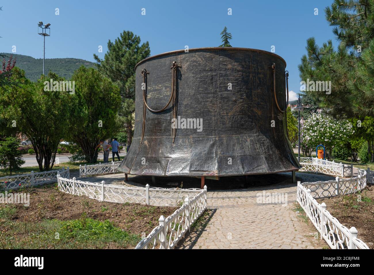 Aksehir, Konya/Turkey- July 18 2020: A big cauldron in Gulmece Park which symbolize  one of his joke. Stock Photo