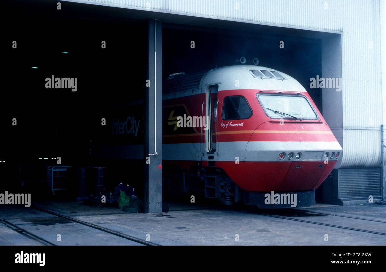 XPT diesel train 'City of Tamworth' at Sydenham XPT Depot, Sydney, New South Wales, Australia. 1988. Stock Photo