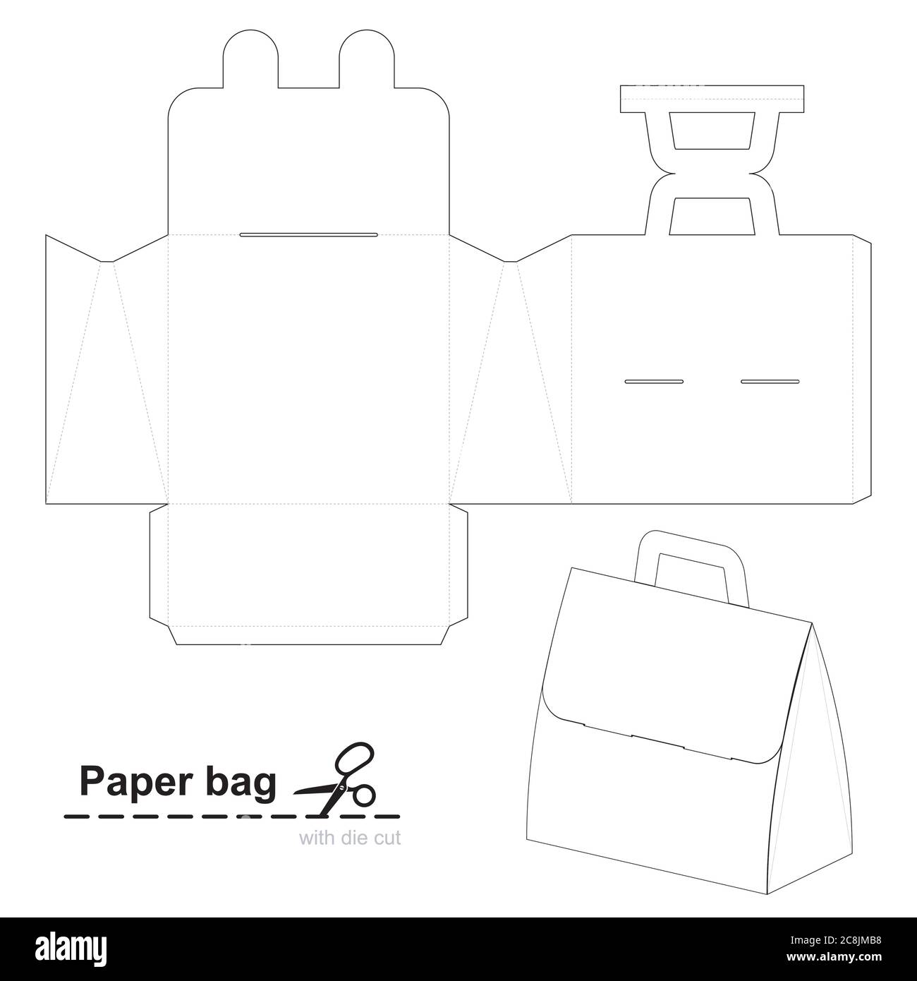 Retail Bag or Box with Die Cut Template. Children's handbag toy. Box