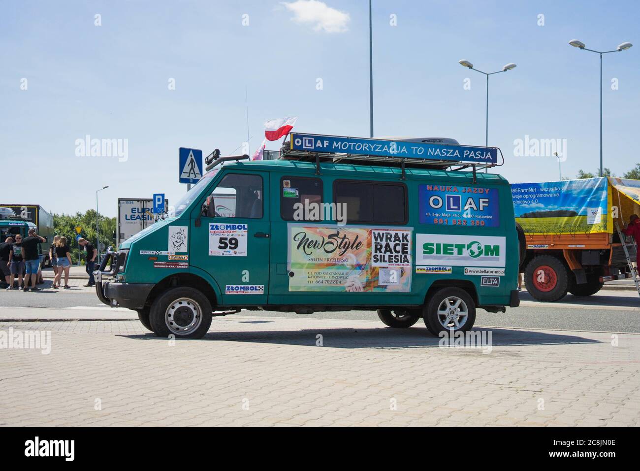 LEśNICA, POLAND - Jun 29, 2019: The first edition of Zombol took place in 2007. The charity rally was created by a few friends, and its aim is to trav Stock Photo