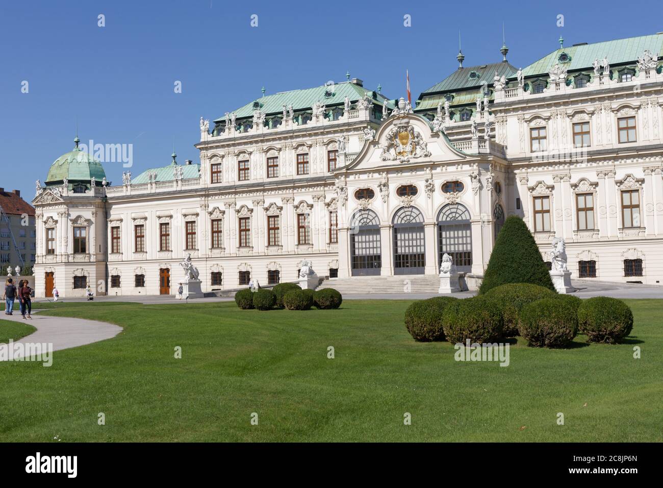 Southern facade of Upper Belvedere palace. This Baroque palace was built in 1717-1723 as a summer residence for Prince Eugene of Savoy Stock Photo