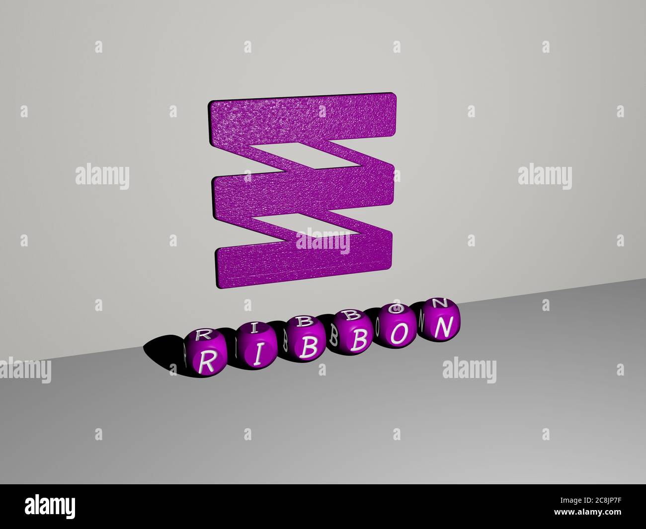 3D graphical image of ribbon vertically along with text built by ...