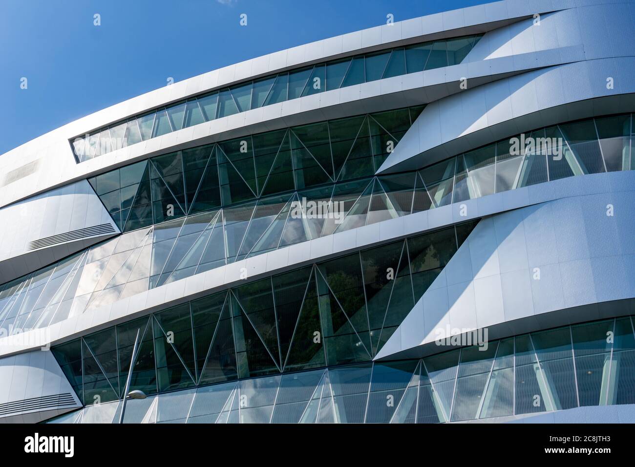 Stuttgart, BW / Germany - 21 July 2020: detail view of the Mercedes-Benz Museum in Stuttgart Stock Photo