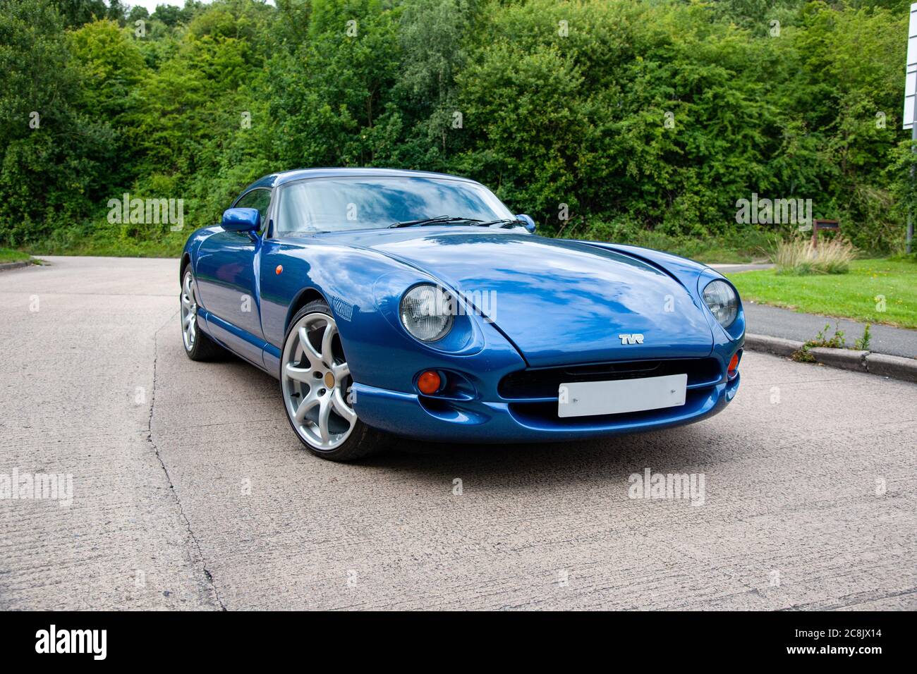 British TVR Cerbera muscle car parked on a country lane Stock Photo
