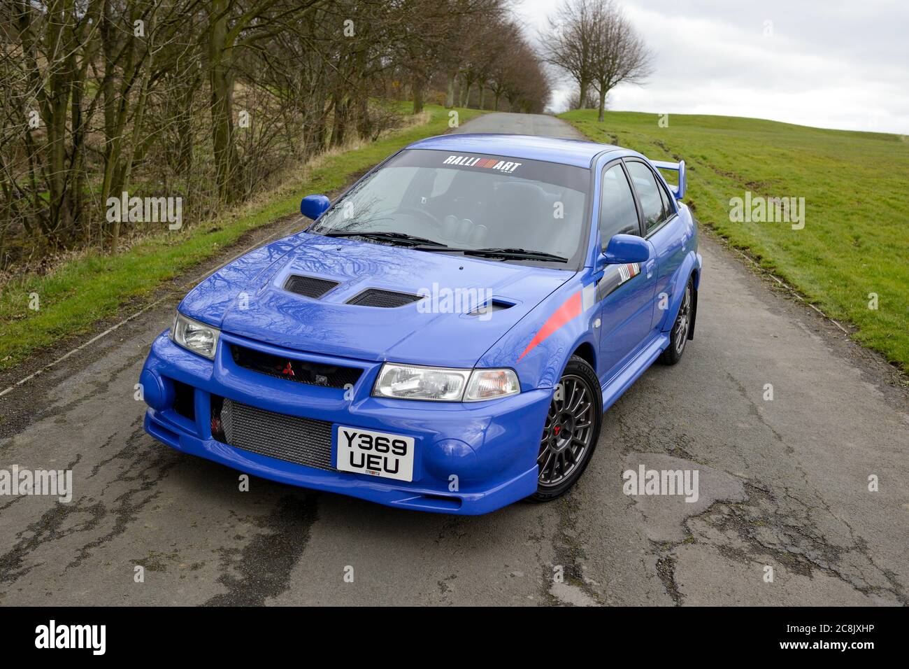 Mitsubishi EVO VI Ralliart GSR parked on a country lane in Winter Stock Photo