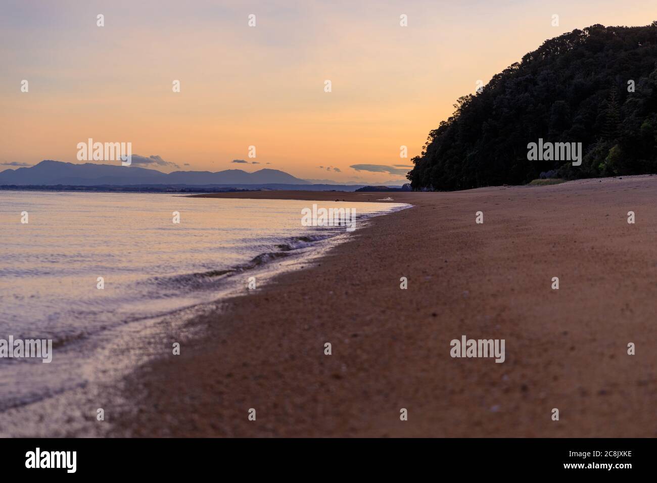 Apple Tree Bay, a beach in Abel Tasman National Park and one of the Department of Conservation, DOC, campsites. Abel Tasman, South Island, New Zealand Stock Photo