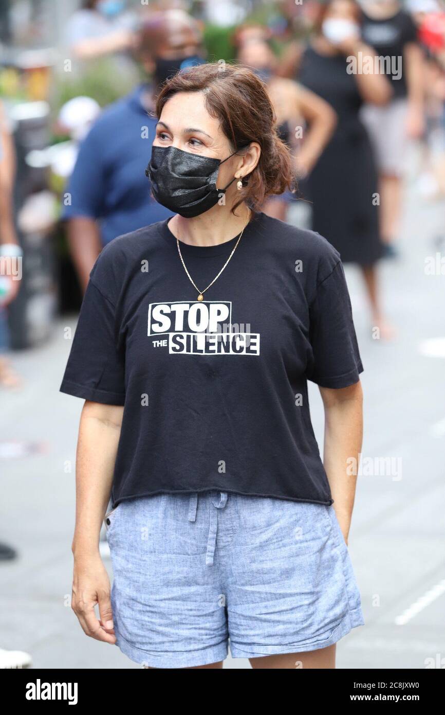 New York, USA.. 25th July, 2020. (NEW) Ã¢â‚¬Å“We can stop the SilenceÃ¢â‚¬Â musical event at Times Square. July 24, 2020, New York, USA: A musical event called Ã¢â‚¬Å“We can stop the silence Ã¢â‚¬Å“ was organized to unite people and come together in a special moment of this Covid-19, gun violence, New York City is passing through. It also seeks peace and justice and be the voice fir many that can express their feelings and thoughts.Credit: Jose Francisco/Thenews2 Credit: Jose Francisco/TheNEWS2/ZUMA Wire/Alamy Live News Stock Photo