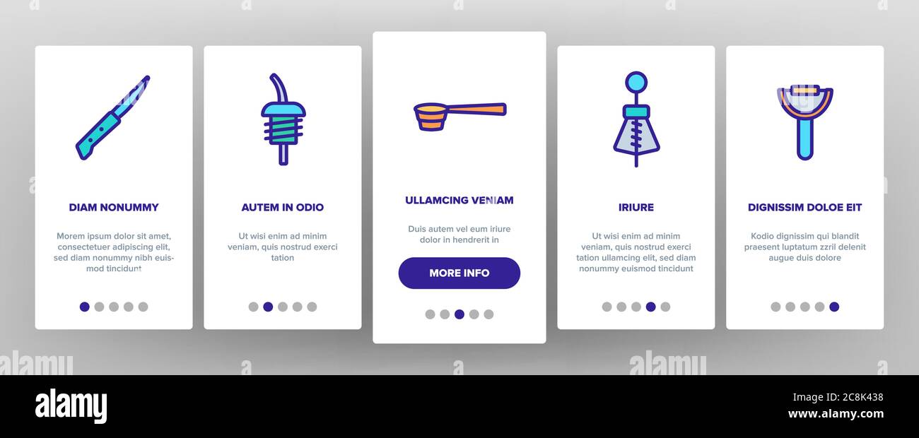 Bartender Equipment Onboarding Icons Set Vector Stock Vector Image ...