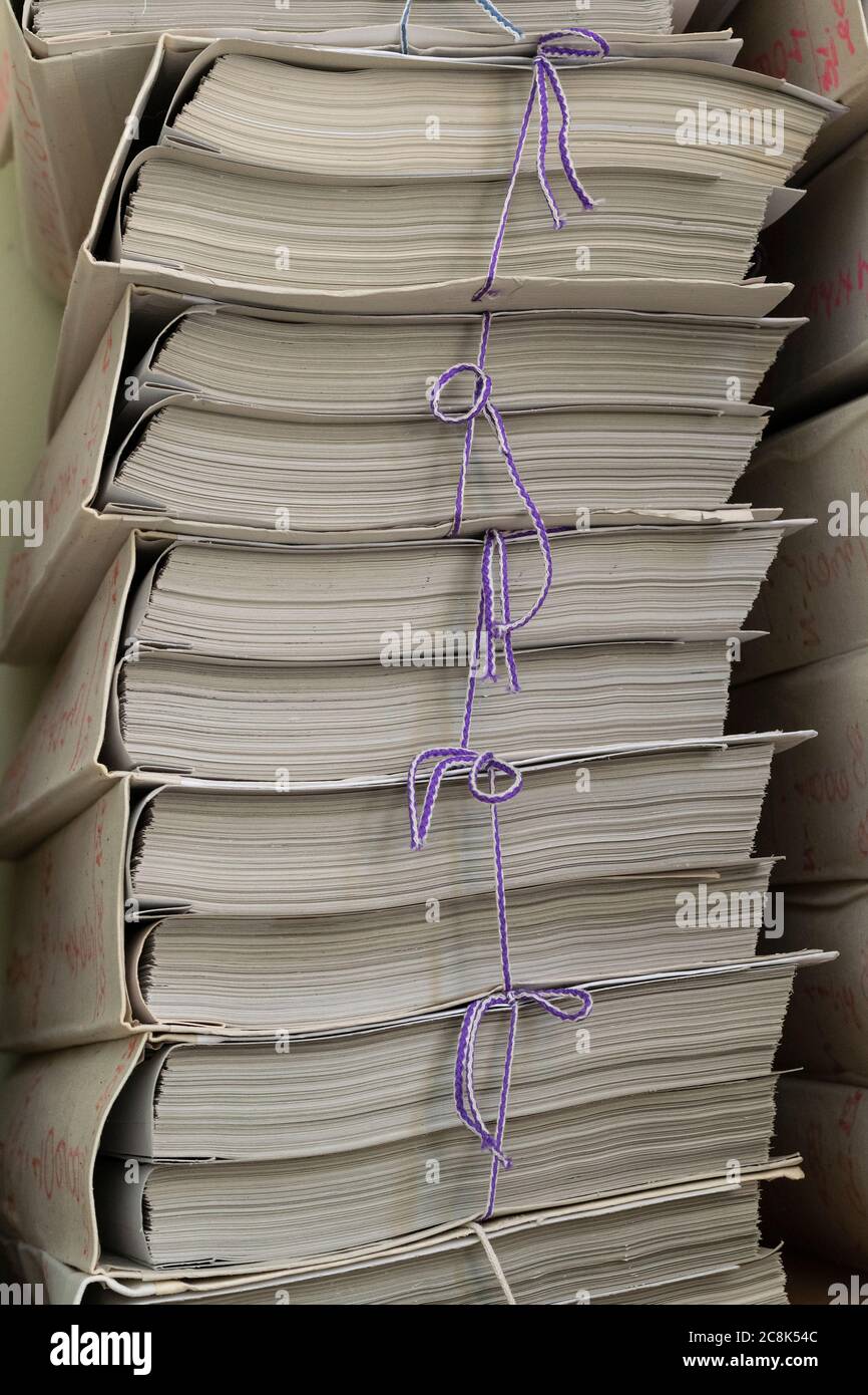 Extremely close up of the stacked office documents Stock Photo - Alamy