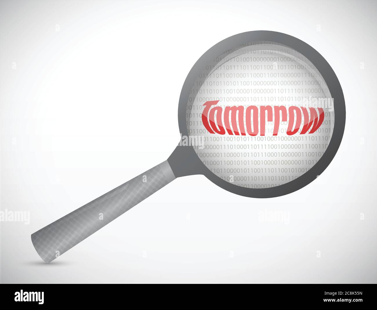 Tomorrow under a magnify. illustration design over a white background Stock Vector