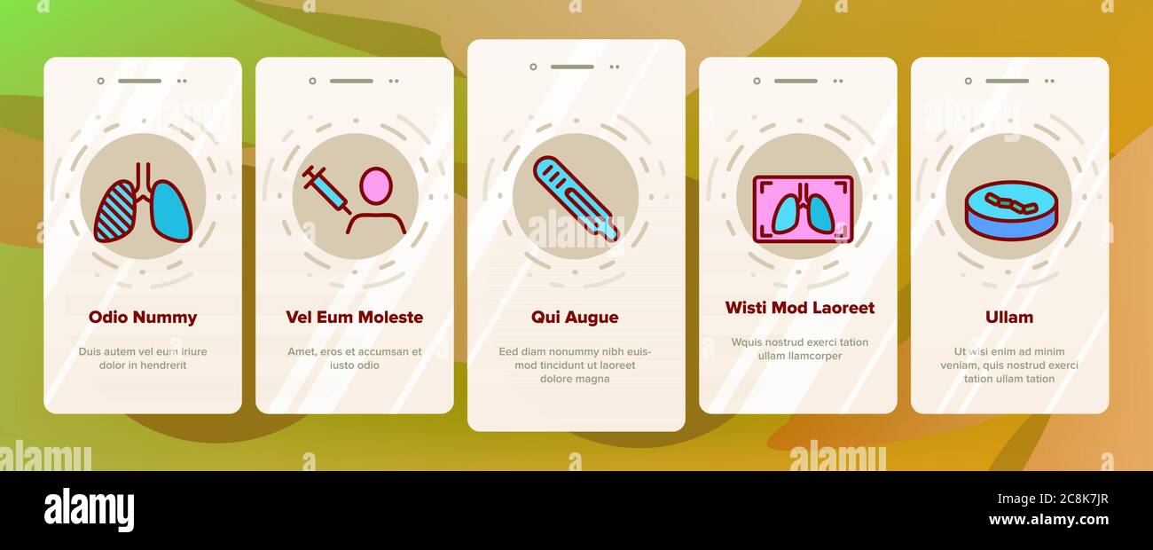 Tuberculosis Disease Onboarding Icons Set Vector Stock Vector Image ...