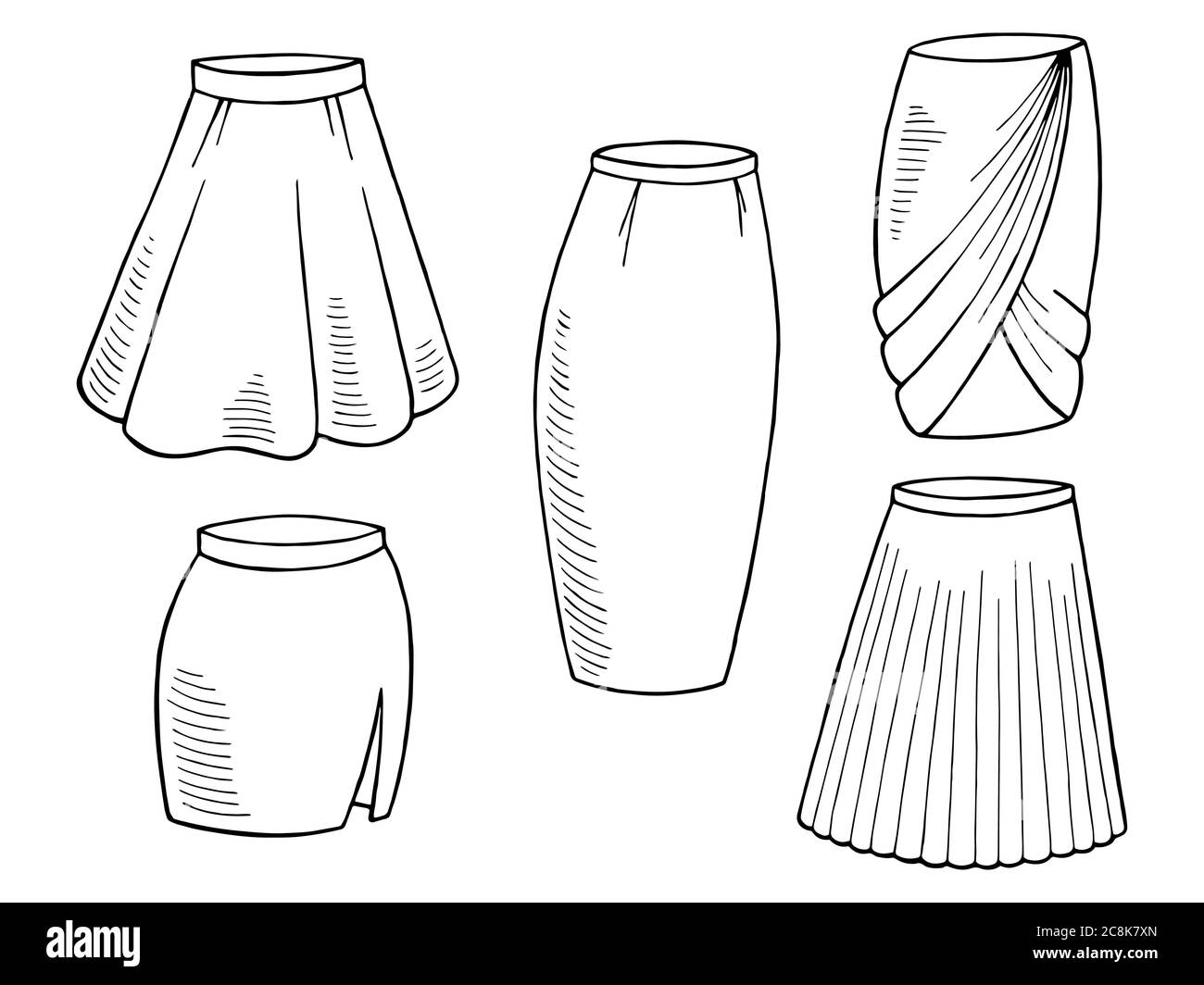 Buy Skirt Flat Technical Drawing Illustration Online in India  Etsy