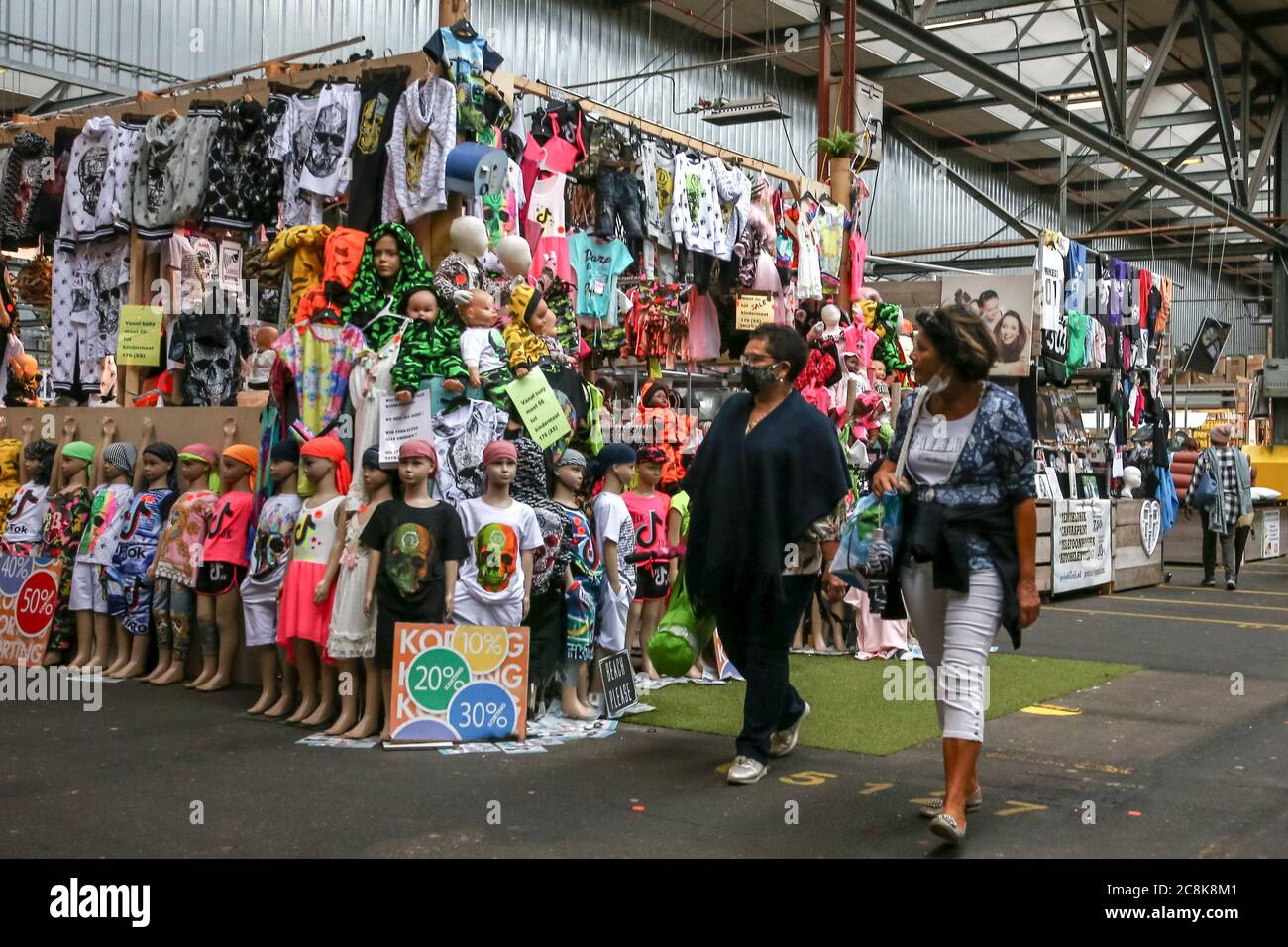 Beverwijk, Netherlands. 23rd July, 2020. BEVERWIJK, 25-07-2020, De Bazaar stock, De Bazaar is a large covered market in the Dutch city of Beverwijk. The Bazaar calls itself the 'largest covered market in Europe', but is not the only one to claim that title. De Bazaar is een grote overdekte markt in de Nederlandse stad Beverwijk. De Bazaar noemt zichzelf de 'grootste overdekte markt van Europa', maar is niet de enige die die titel opeist. Credit: Pro Shots/Alamy Live News Stock Photo