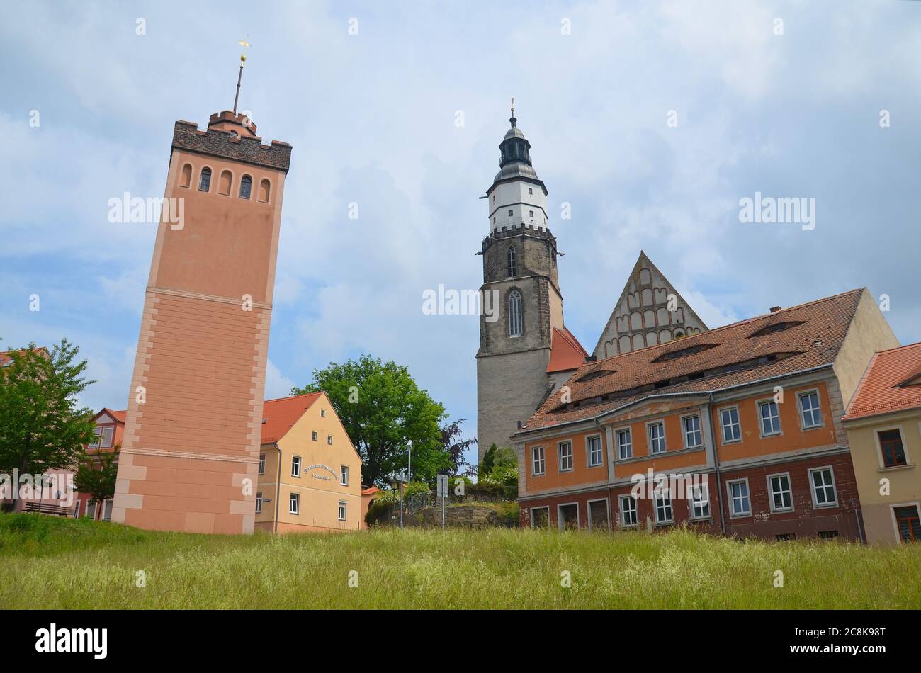 Die Lessing-Stadt Kamenz in Sachsen, Oberlausitz, Deutschland, im sorbischen Siedlungsgebiet, die Stadtkirche Stock Photo