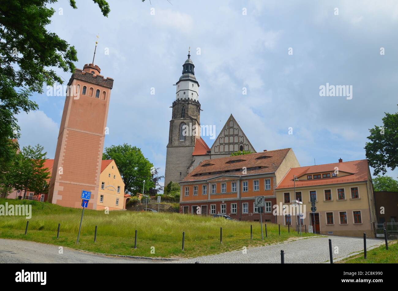 Die Lessing-Stadt Kamenz in Sachsen, Oberlausitz, Deutschland, im sorbischen Siedlungsgebiet, die Stadtkirche Stock Photo