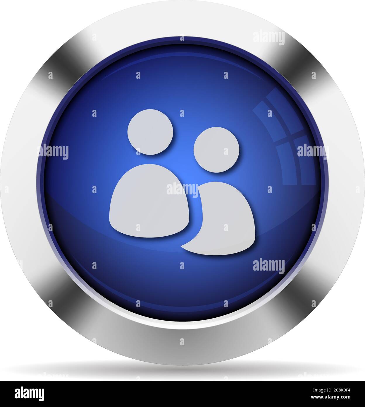 Blue glossy steel user group button Stock Vector