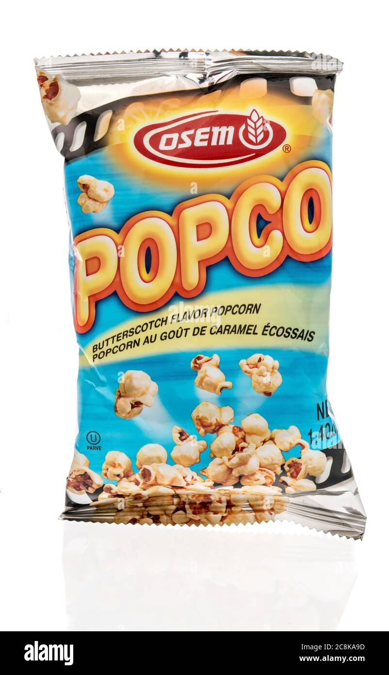 Winneconne, WI - 19 July 2020: A package of Osem popco popcorn