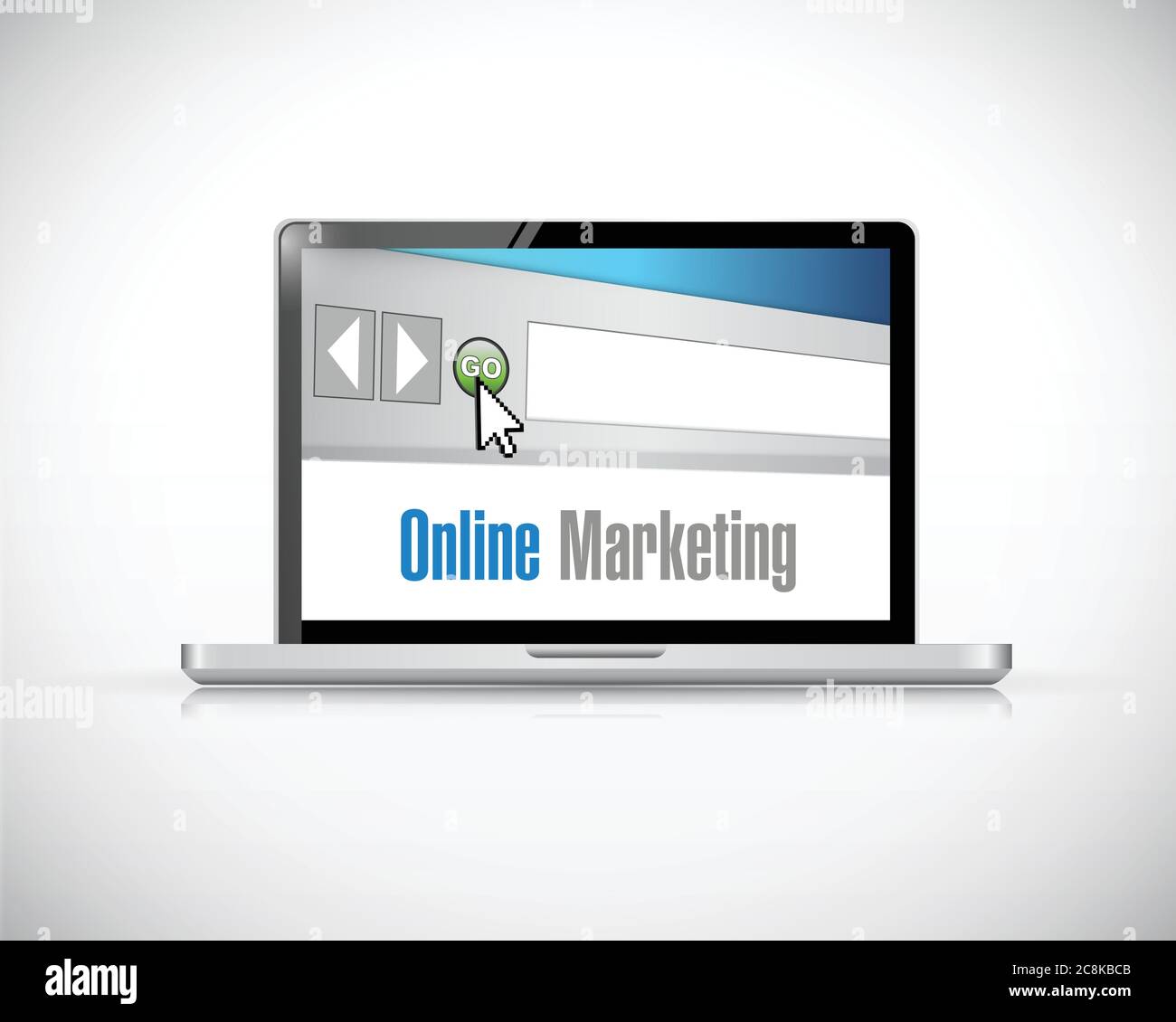 Online marketing computer sign concept illustration design over a white background Stock Vector