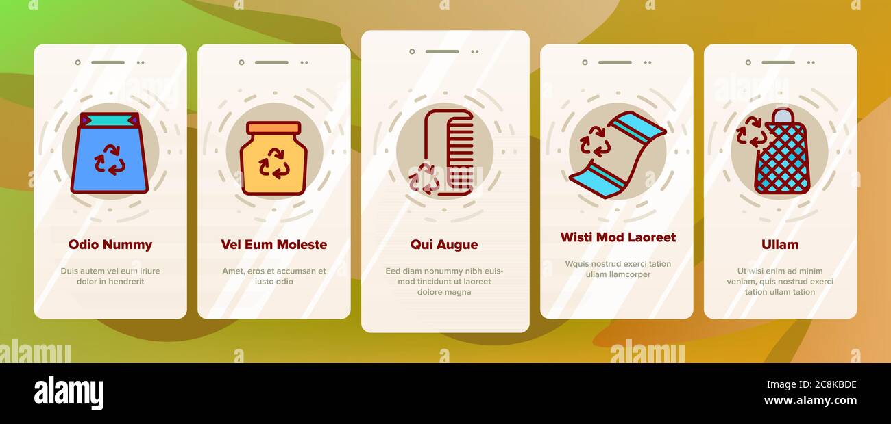 Zero Waste Reusable Onboarding Icons Set Vector Stock Vector Image ...
