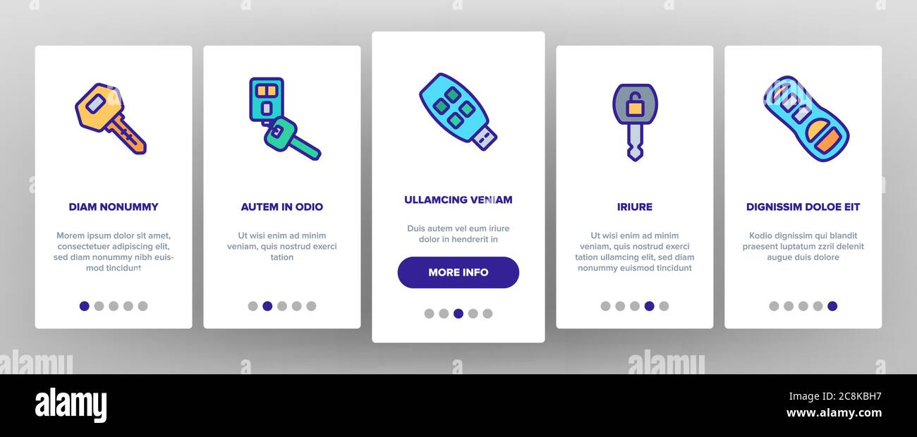 Car Key Equipment Onboarding Icons Set Vector Stock Vector Image & Art ...
