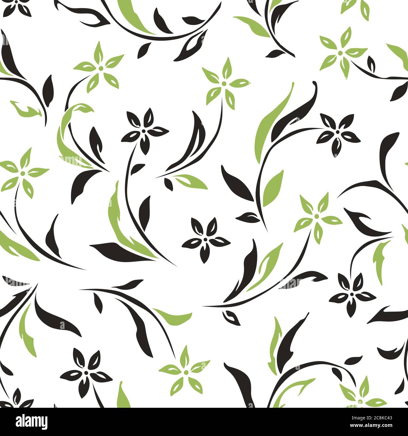 Vector seamless green and brown floral pattern with flowers on a white  background Stock Vector Image & Art - Alamy