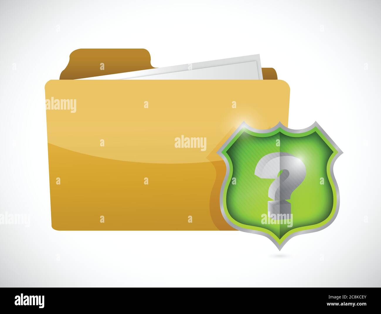 Folder and question mark shield illustration design over white Stock Vector