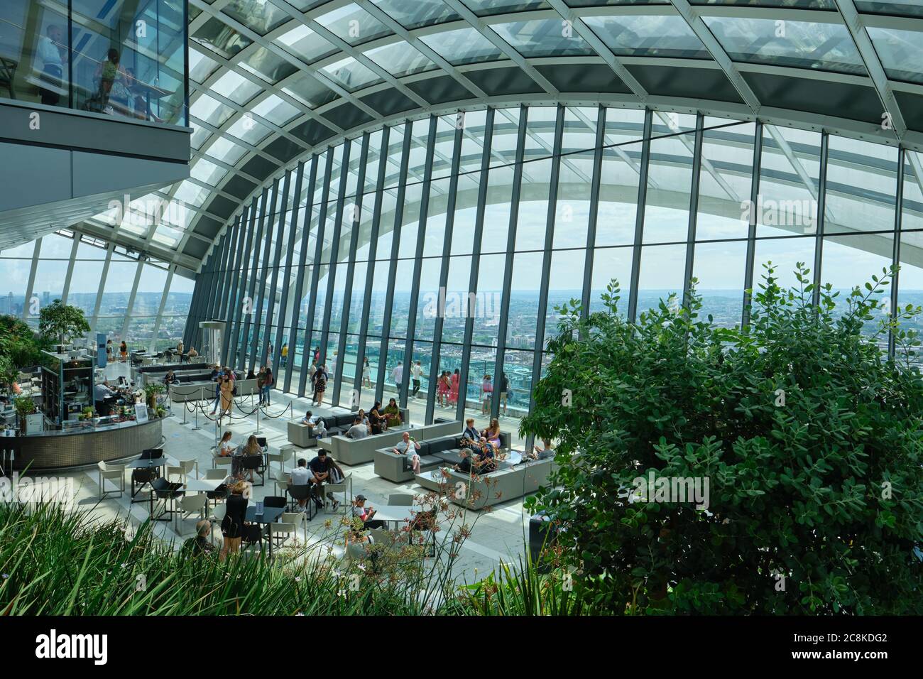 The Sky Garden at 20 Fenchurch Street, a public space designed by Rafael Vinoly Architects featuring a stylish restaurant, brasserie and cocktail bar. Stock Photo