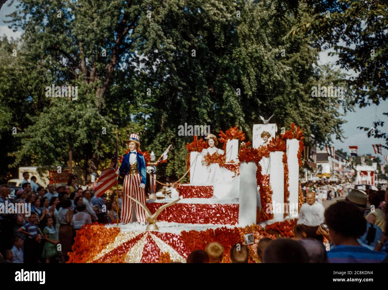 Uncle Sam riding a float in a 1952 parade in the United States of America Stock Photo