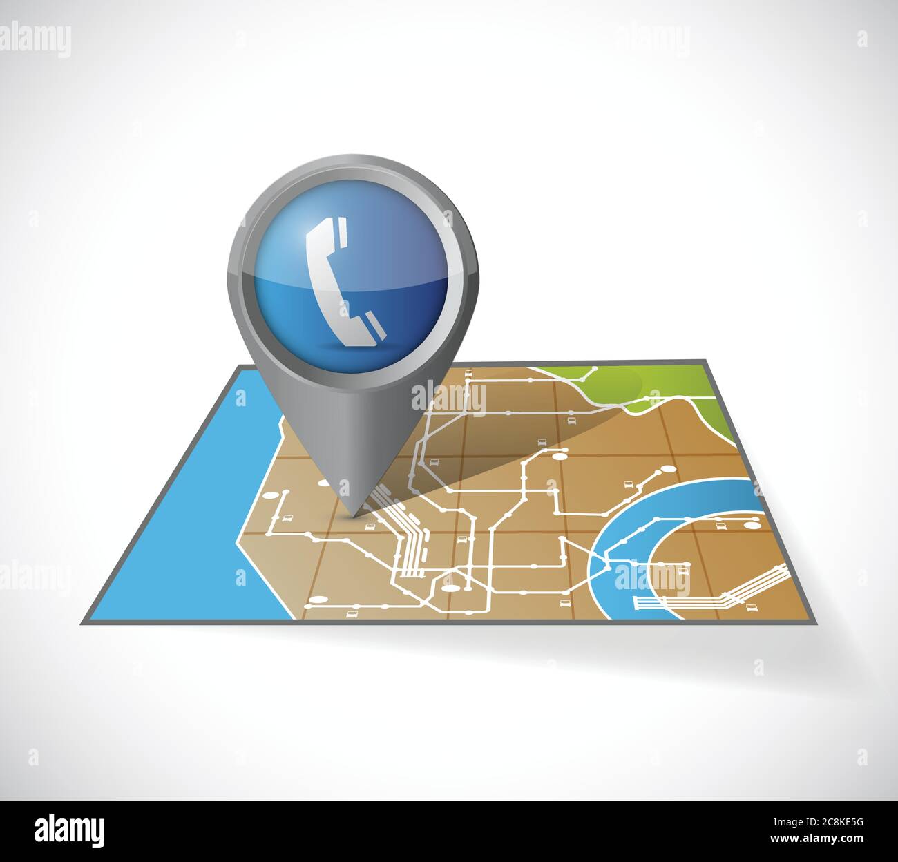Map communication pointer illustration over a white background Stock Vector