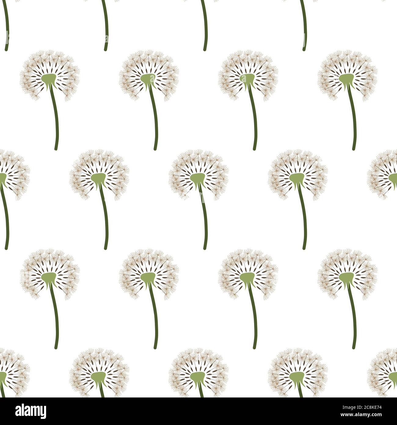 Dandelion seed seamless pattern, great design for fabric, wallpaper, background. Vector repeated backdrop. Stock Vector