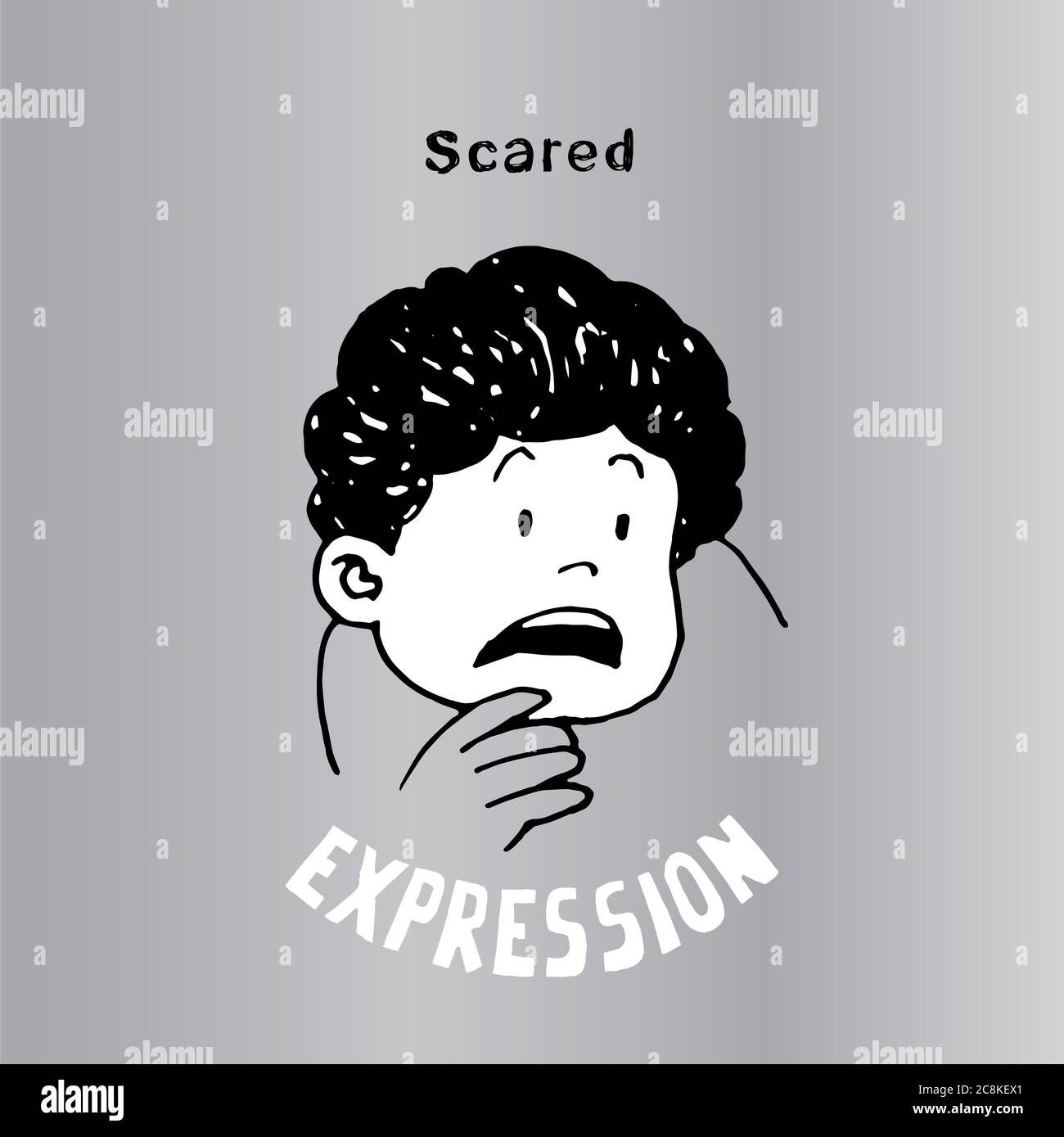 Scared face vector illustration. Interesting Cartoon character of Scared. Used as emoticons and emojis. Stock Photo