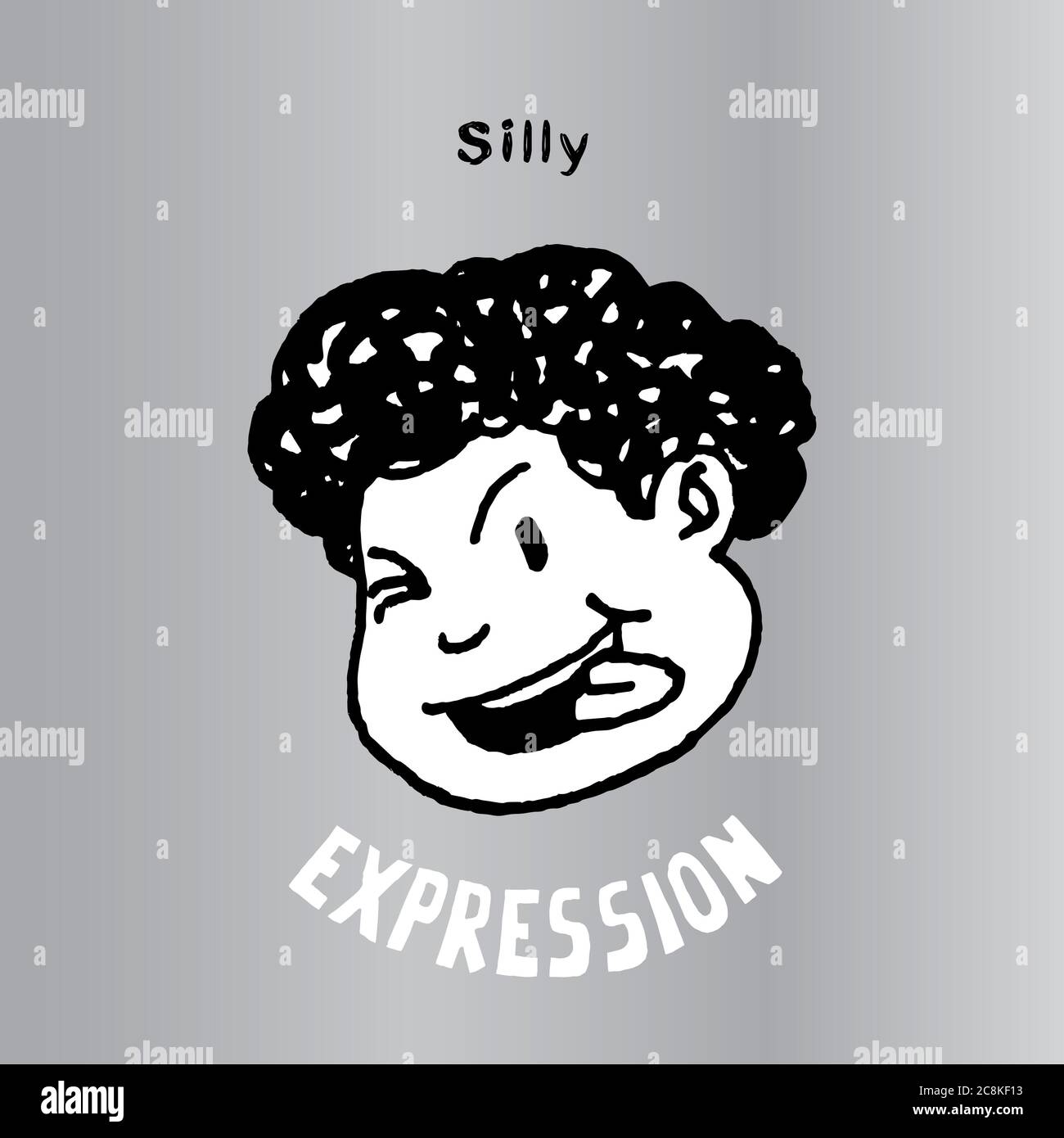 Silly face vector illustration. Interesting Cartoon character. Used as emoticons and emojis. Stock Photo
