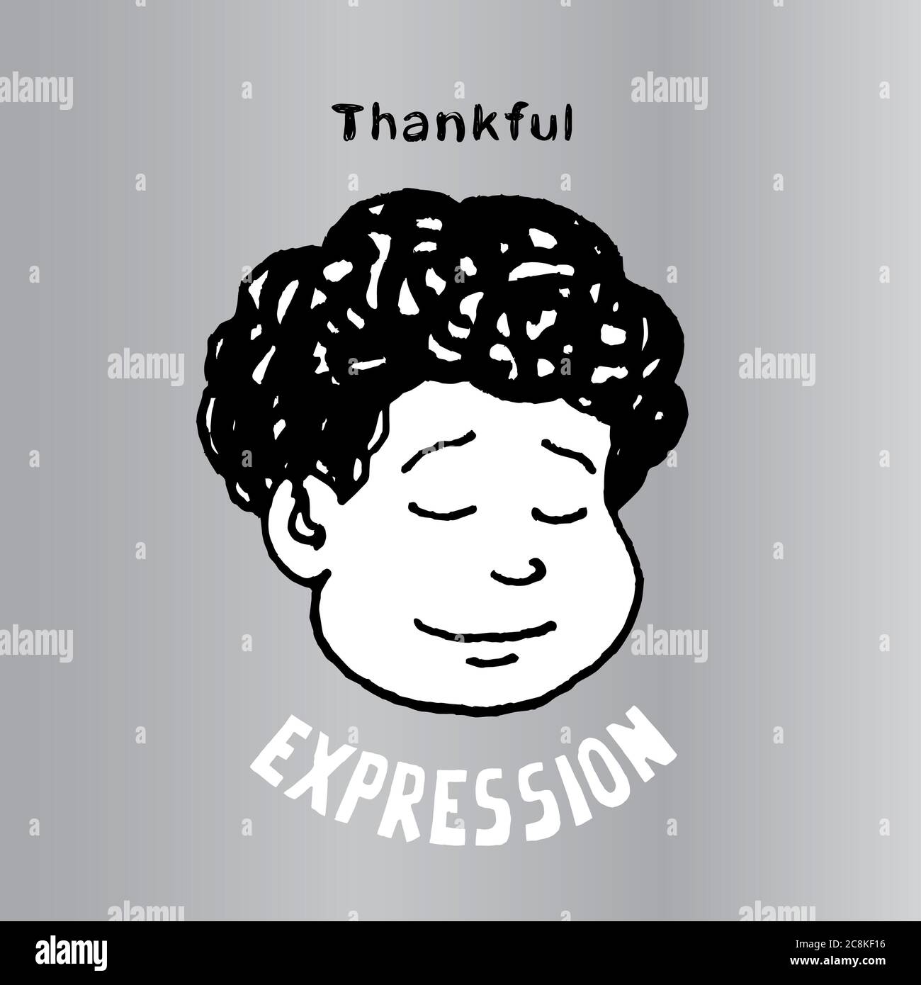 Thankful face vector illustration. Interesting Cartoon character. Used as emoticons and emojis. Stock Photo