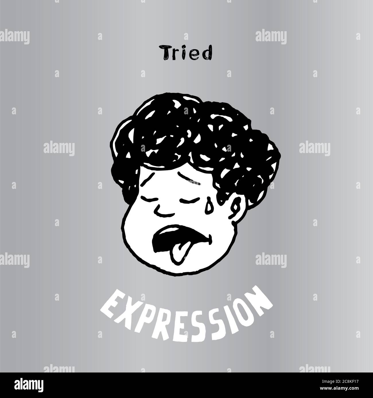 Tired kid face vector illustration. Interesting cartoon character. Used as emoticons and emojis. Stock Photo