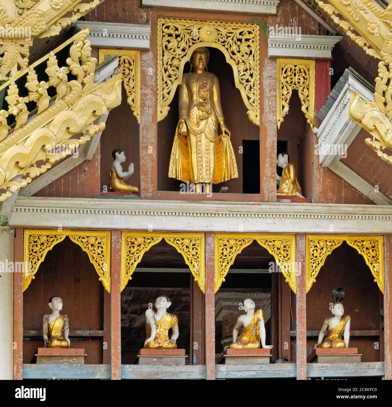 Statues of Buddhas within the Shwedagon Pagoda. Yangon, Myanmar, formally Burma Stock Photo