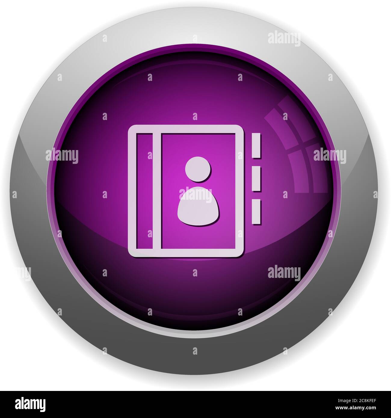 Purple glossy steel contacts button. Arranged layer structure Stock ...