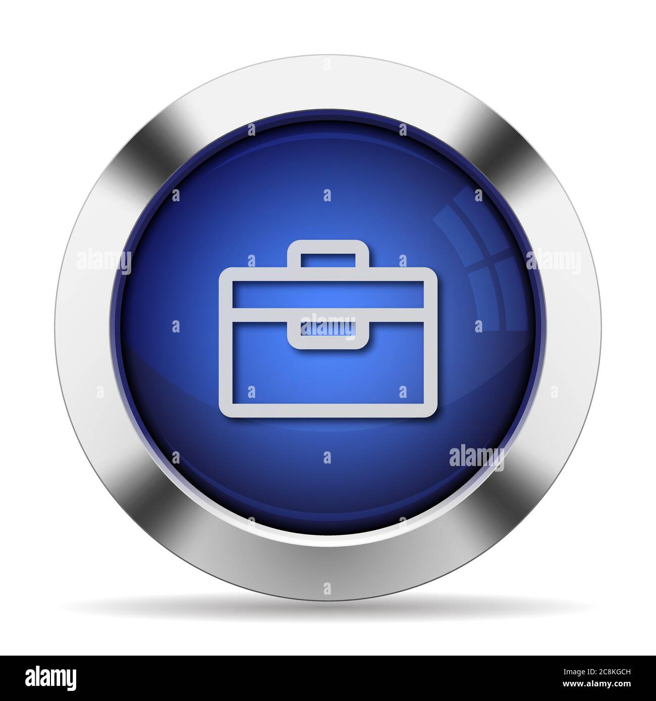 Blue glossy steel toolbox button Stock Vector