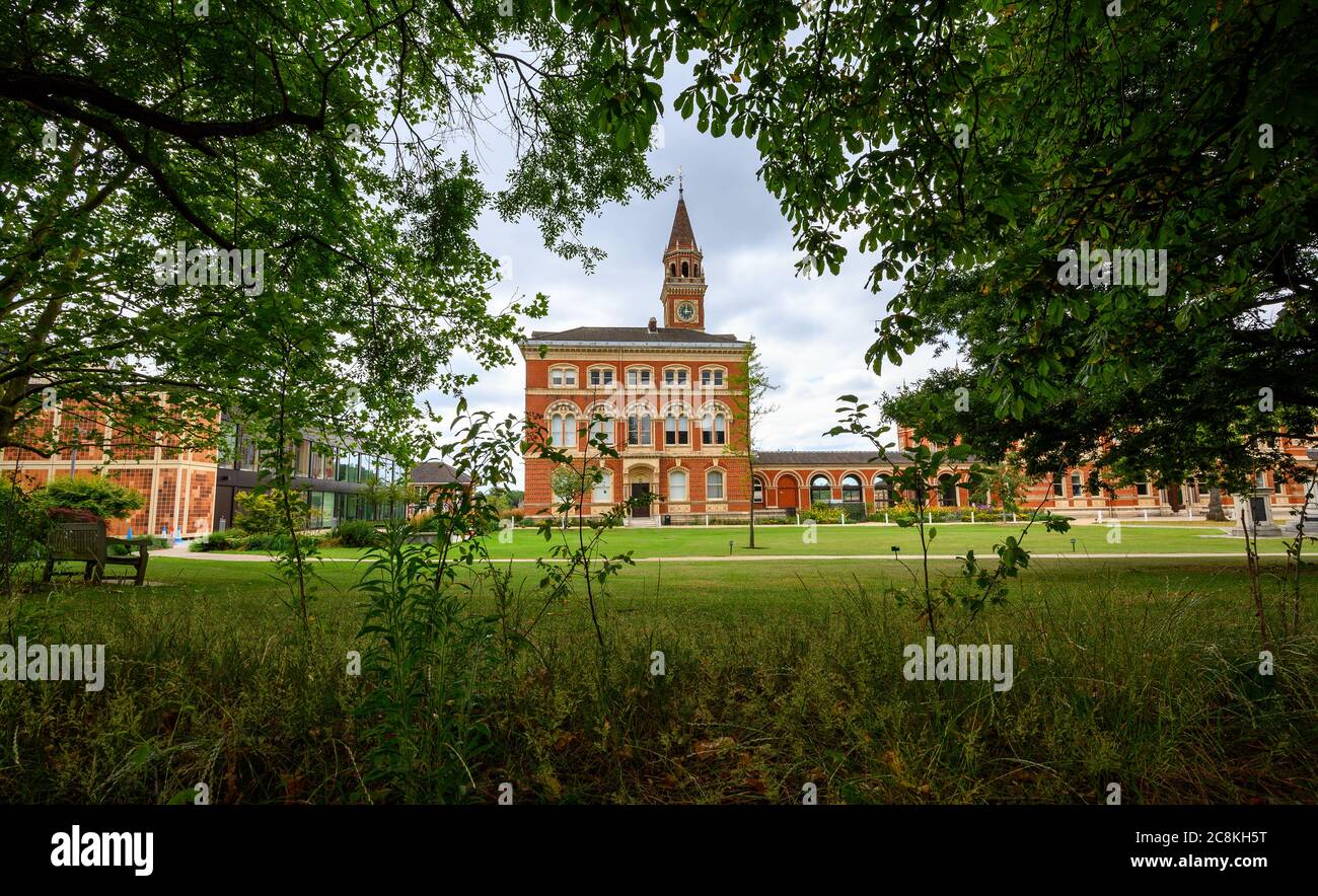 Dulwich College boys school. View of the South Block (one of the Barry Buildings) with clock tower seen through trees. Dulwich is in south London. Stock Photo