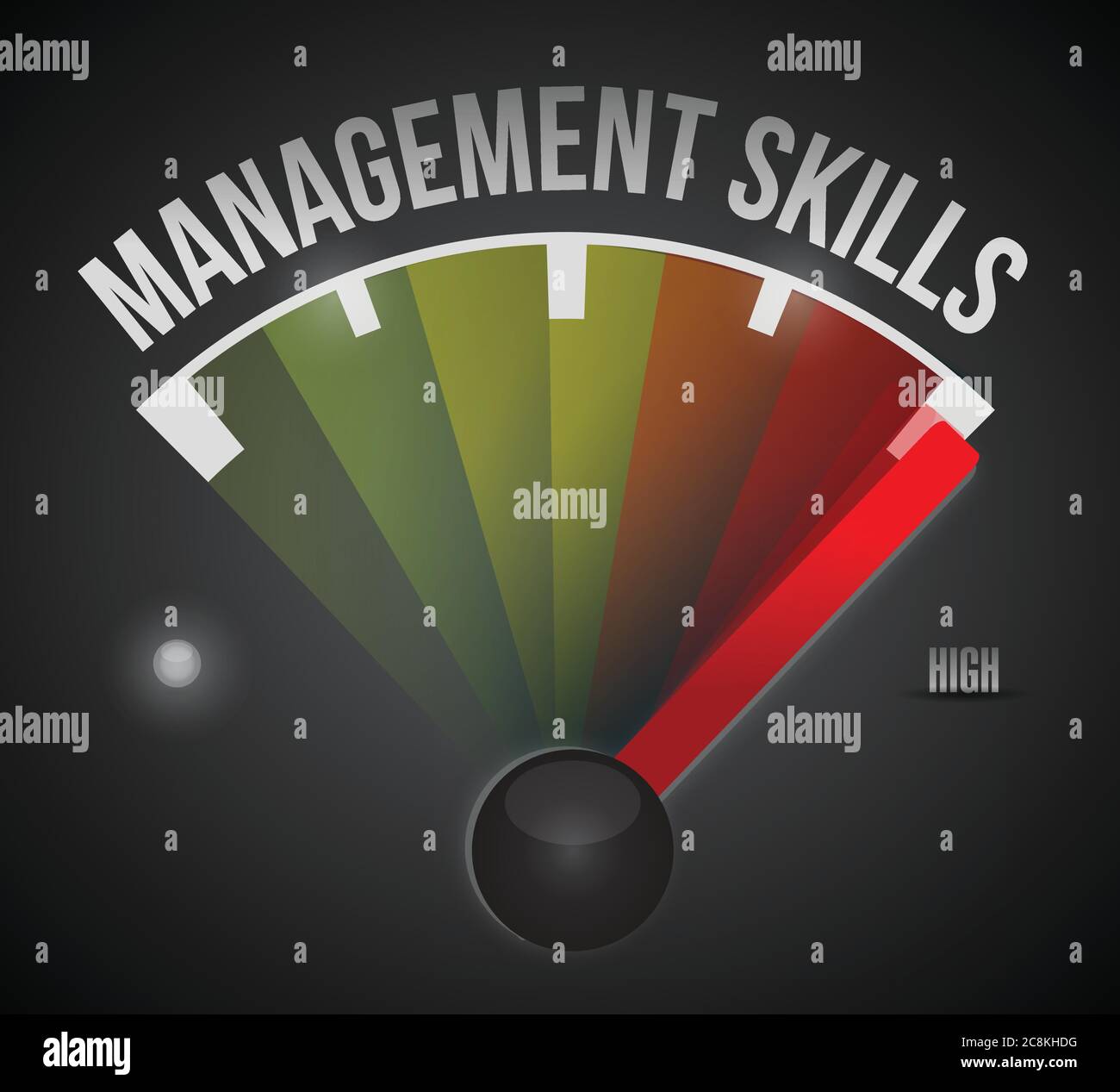 Management skills level measure meter from low to high, concept illustration design Stock Vector