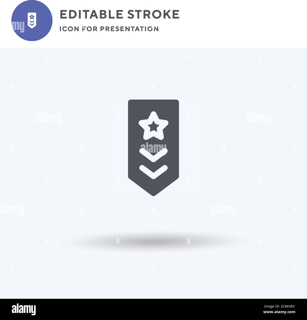 Military Rank icon vector, filled flat sign, solid pictogram isolated on white, logo illustration. Military Rank icon for presentation. Stock Vector