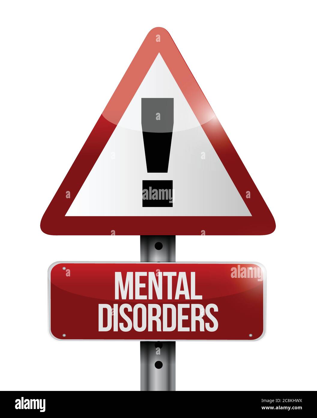 Mental disorders warning sign illustration design over a white ...