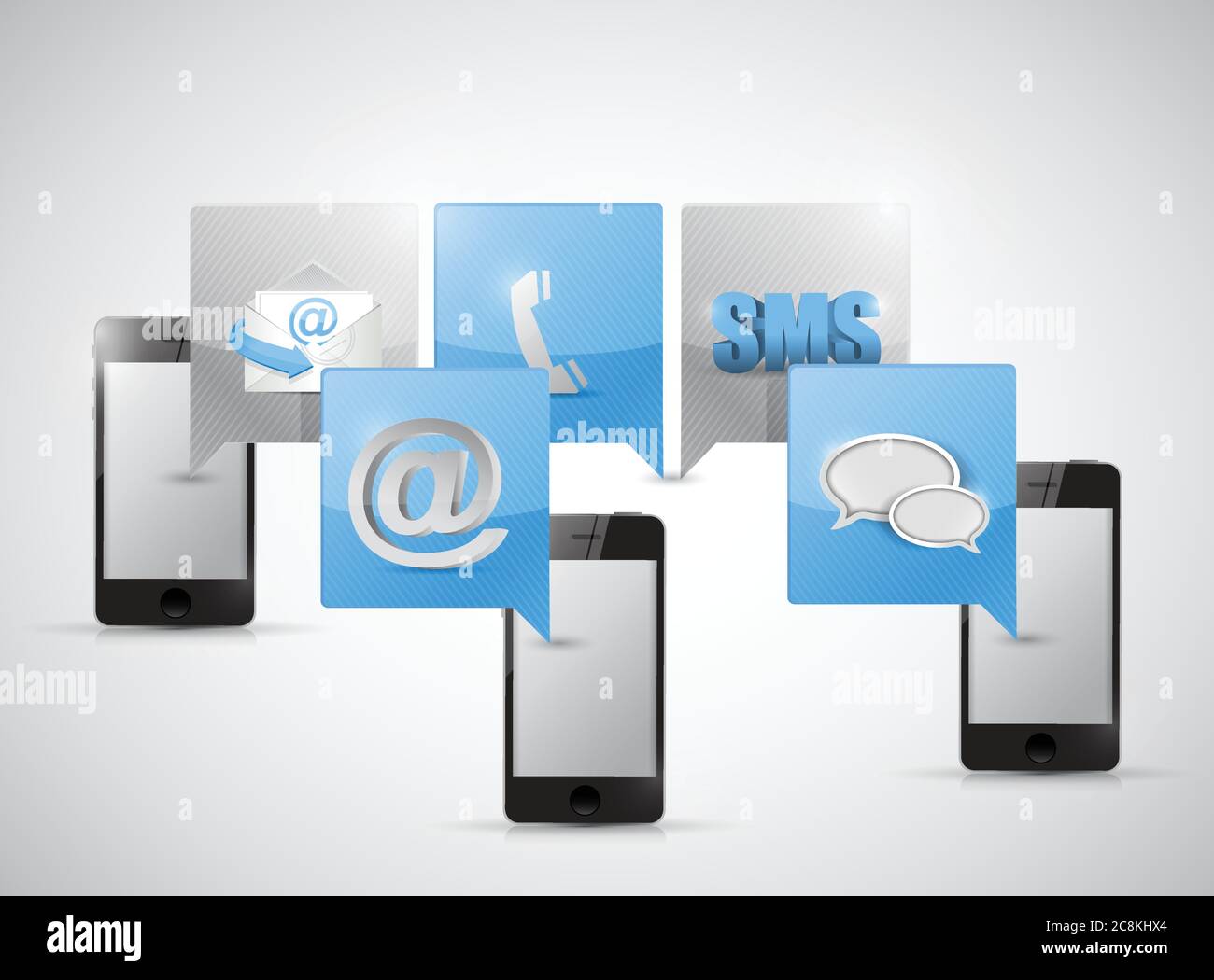 Phone and message bubble communication illustration design over white Stock Vector