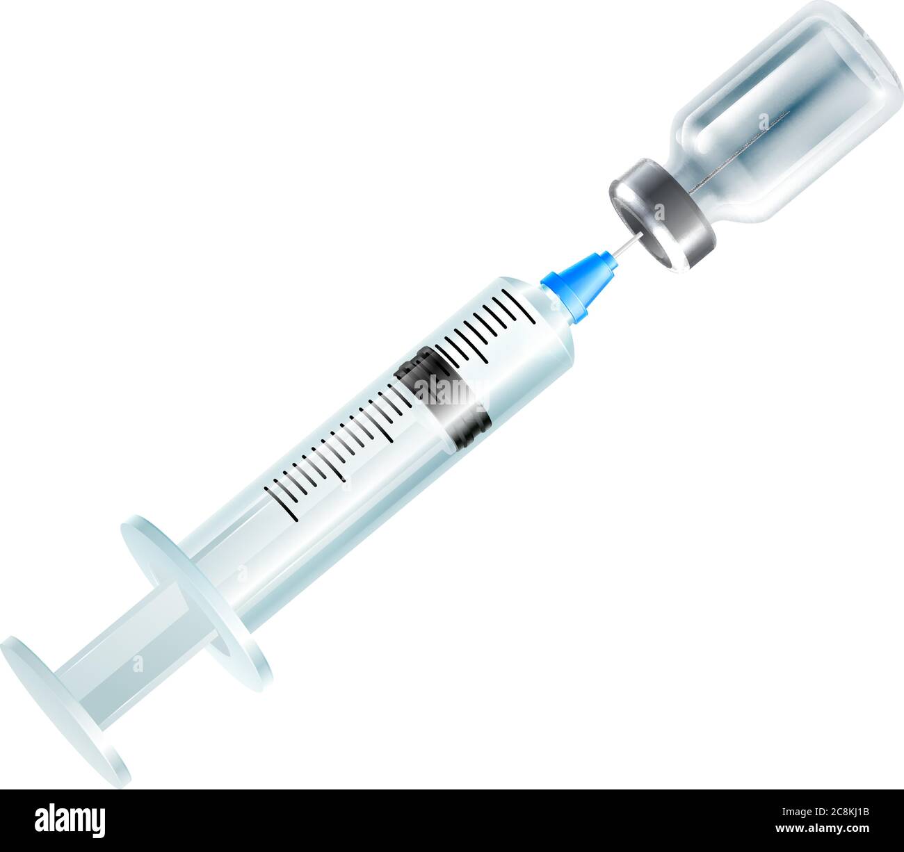 Syringe Injection Ans Medical Vial Medicine Bottle Stock Vector