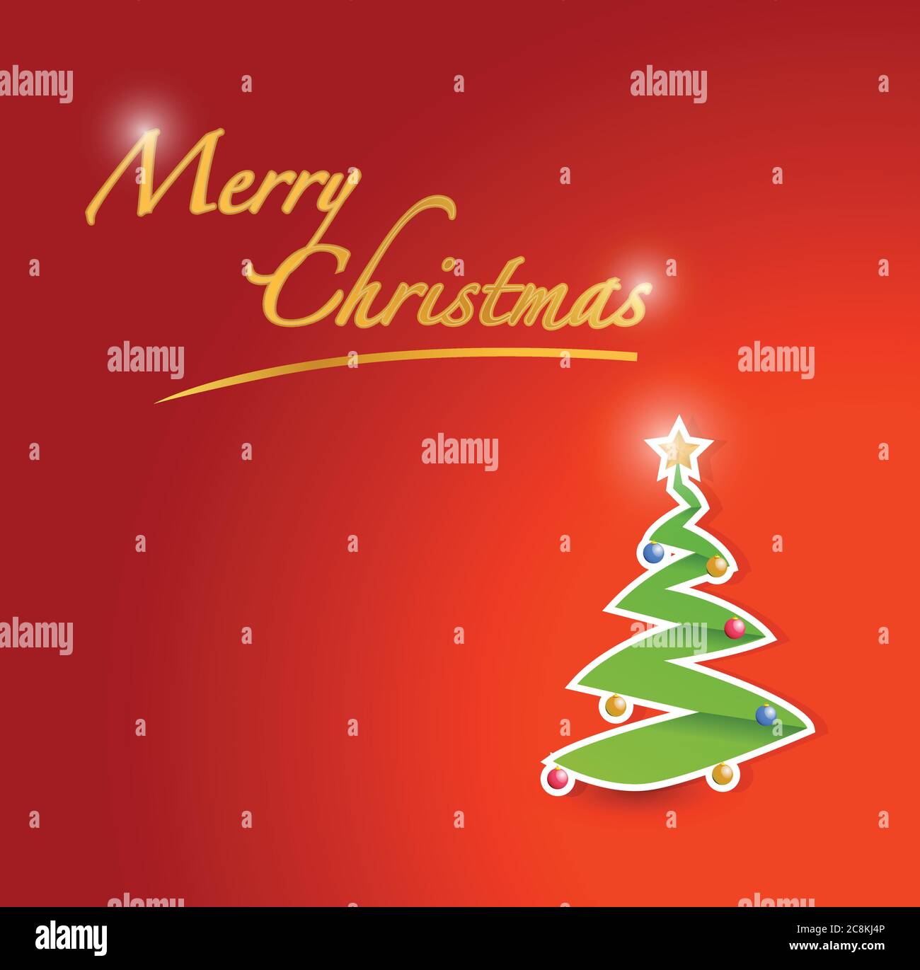 Merry christmas tree red card illustration design Stock Vector Image ...