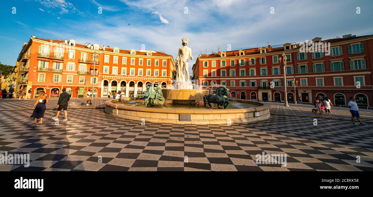 Massena Square in Nice- CITY OF NICE, FRANCE - JULY 12, 2020 Stock Photo