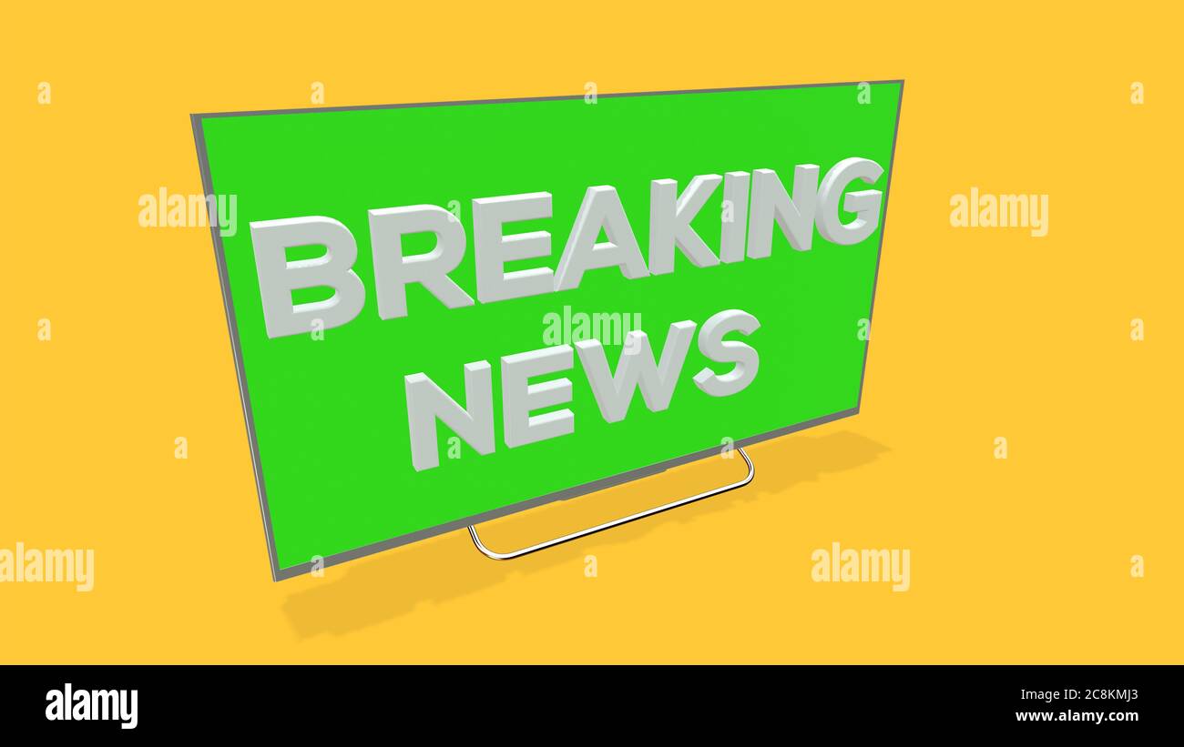 3d Illustration Of A Breaking News Tv Screen On Yellow Background Stock Photo Alamy