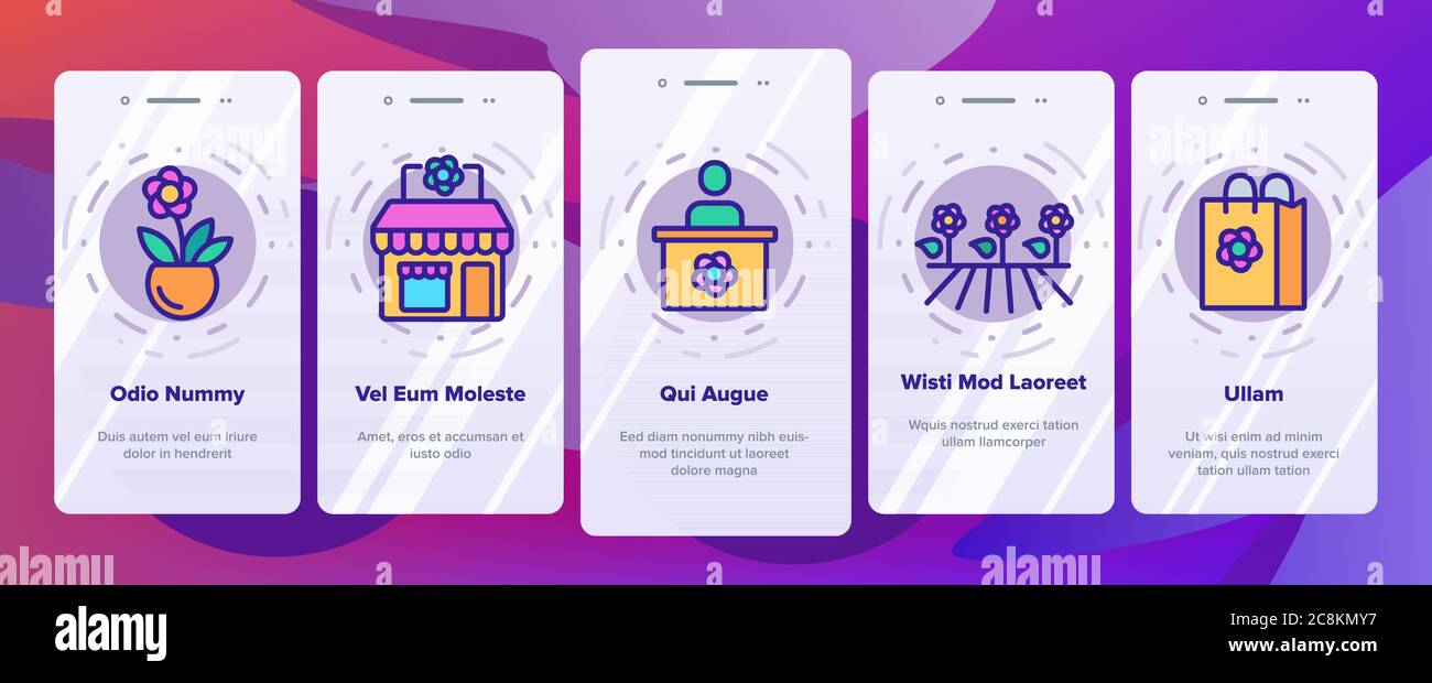 Flower Shop Boutique Onboarding Icons Set Vector Stock Vector Image ...