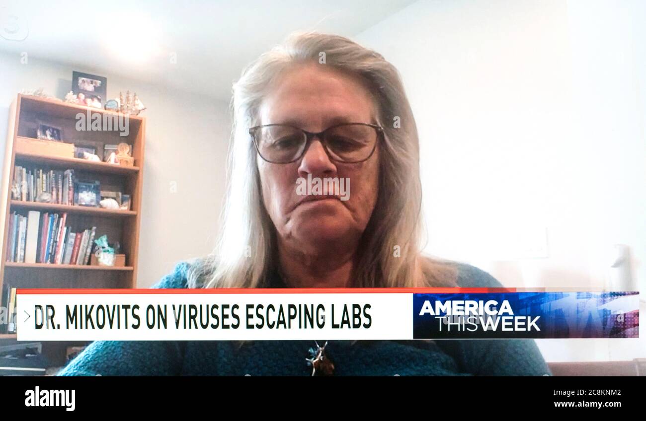 July 25, 2020 - Washington, District of Columbia, U.S. - A screen grab of the Sinclair Broadcasting Group show, 'America This Week' hosted by ERIC BOLLING. The show is airing a segment this weekend on its nearly 300 tv stations across the U.S. in which controversial virologist JUDY MIKOVITS claims that Dr. Anthony Fauci, the Director of the National Institute for Allergy and Infectious Diseases, was involved in the manufacture of the virus that causes COVID-19. ''I believe Dr. Anthony Fauci has manufactured the coronavirus in monkey cell lines and shipped them, and paid for them, to be shippe Stock Photo